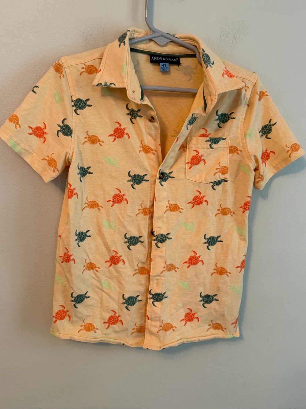 Andy & Evan Boys Short-Sleeve Turtle Print Shirt